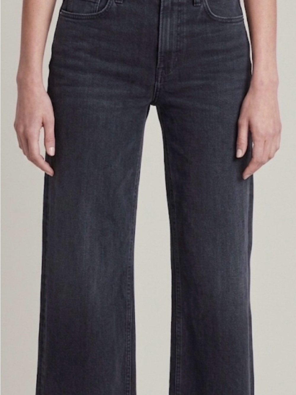 7 for All Mankind Cropped Alexa High-Waist Wide Leg Women's Jeans - Charcoal